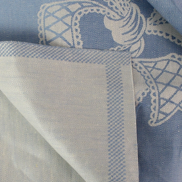 Vintage Unbranded Baby Blue With White Flowers 60x83" Fabric DIY