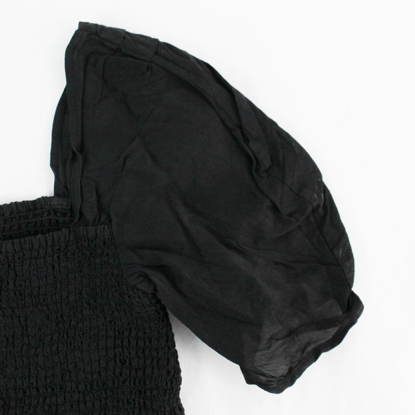 & Other Stories Black Stretchy Material Puff-Sleeve Cropped Top Women's Size XS