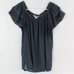 Ann Taylor Loft Blue Elastic Scoop Neck Blouse Women's Size Small