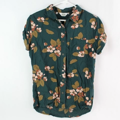 Bridge & Burn Sustainable Series Green Floral Button-Up Shirt Women's Size XS
