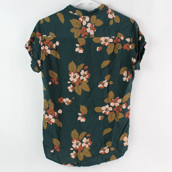 Bridge & Burn Sustainable Series Green Floral Button-Up Shirt Women's Size XS