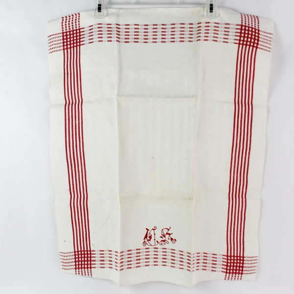 Lot of 4 Beige Red Embroidered Kitchen Linens Stains DIY Fabric Cutters