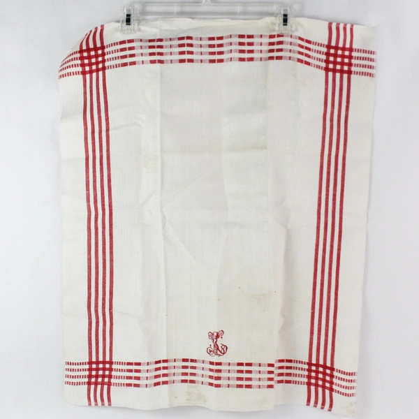 Lot of 4 Beige Red Embroidered Kitchen Linens Stains DIY Fabric Cutters