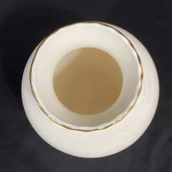 Royal Doulton Bone China Vase Cream Gold Scalloped Rim Planter Pot Crafts Decor