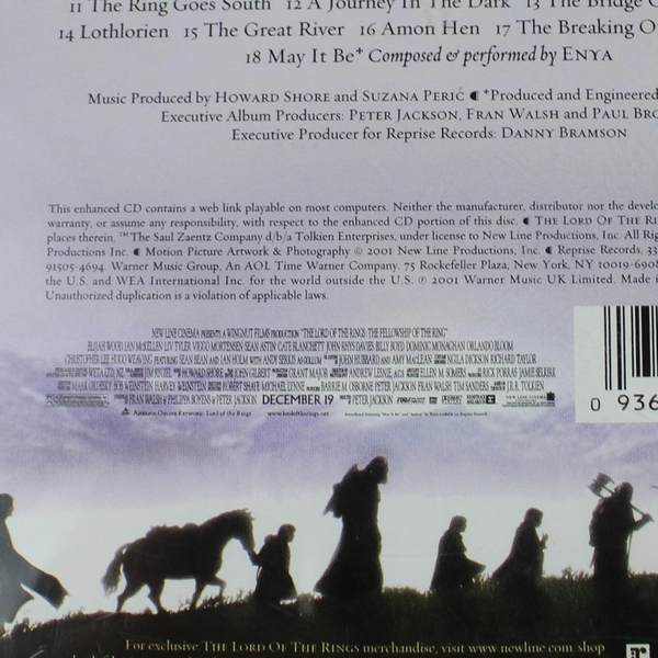 The Lord of the Rings Fellowship of the Ring Soundtrack CD 2001 Reprise