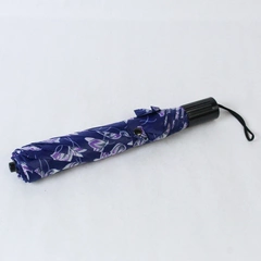 Unbranded Umbrella Navy Blue Purple White Floral Black Handle Snap Closure
