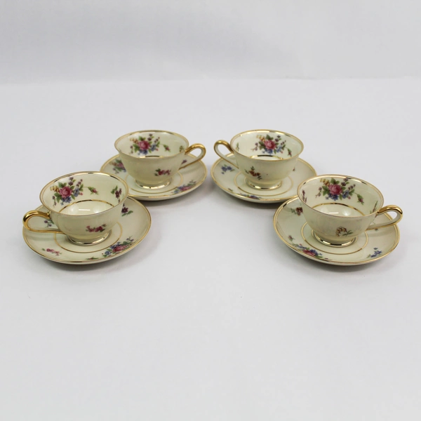 Lot of 4 Vtg Tirschenreuth The Queen's Rose Demitasse Cup & Saucer Sets 4116
