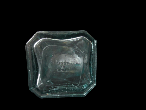 Vintage Embossed Glass Decanter Made In Spain Blue Tint Cork Stopper