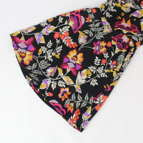 H&M Divided Long Bell Sleeve Black Floral Dress Women's Size 10 Button Up Back