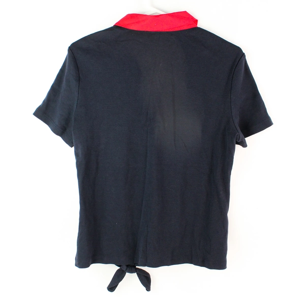Tommy Hilfiger Women's Size M Short Sleeve Polo Navy Red Embroidered Heart