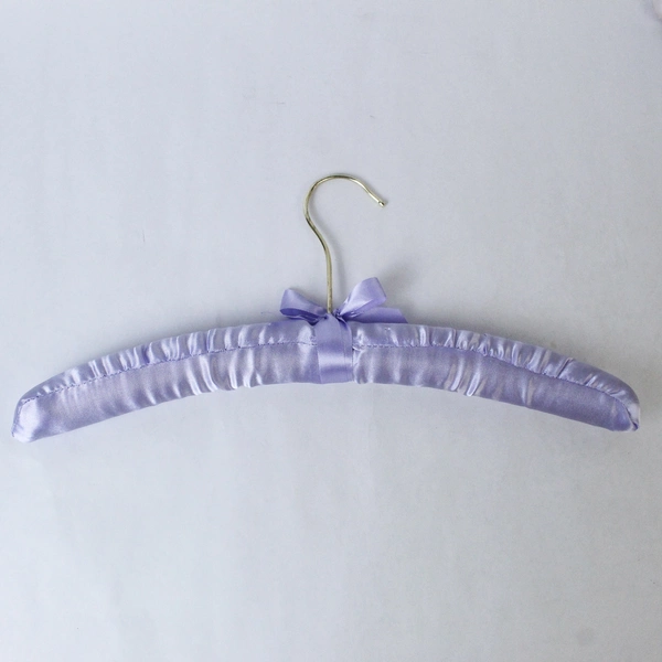 Lot of 6 Vintage Padded Satin Fabric Covered Clothes Hangers Pink Blue White