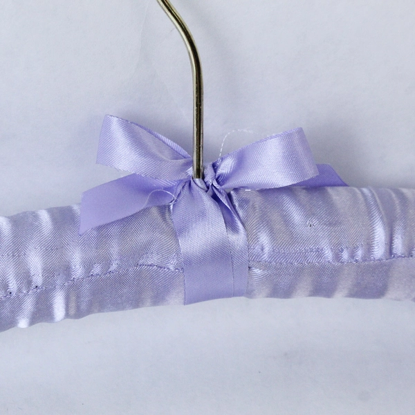 Lot of 6 Vintage Padded Satin Fabric Covered Clothes Hangers Pink Blue White