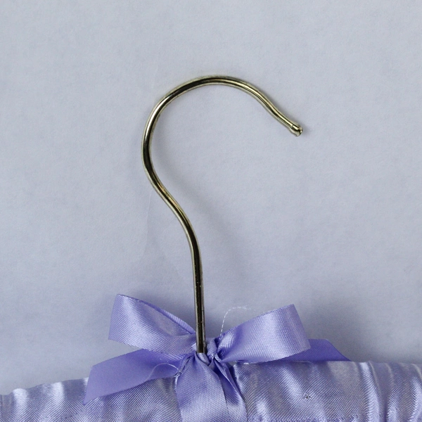 Lot of 6 Vintage Padded Satin Fabric Covered Clothes Hangers Pink Blue White