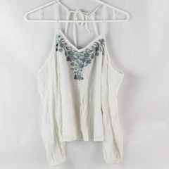 B.P. Cold Shoulder Blouse Size XS Light Weight Embroidered Floral 3/4 Sleeve 