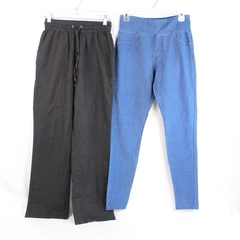 Lot of 2 Women's Pants Medium A New Day & Active USA Black Blue Drawstring