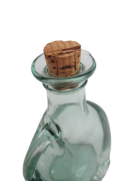 Green Tinted Embossed Bottle With Handle And Cork Stopper Made In Canada