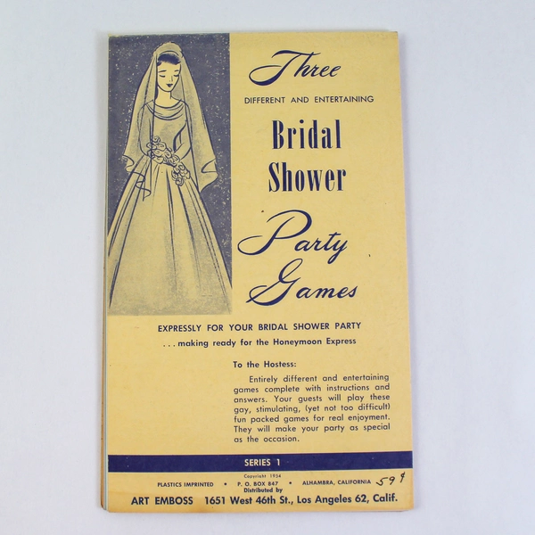 Vintage 1954 Art Emboss Bridal Shower Party Games Booklet Pre-Owned