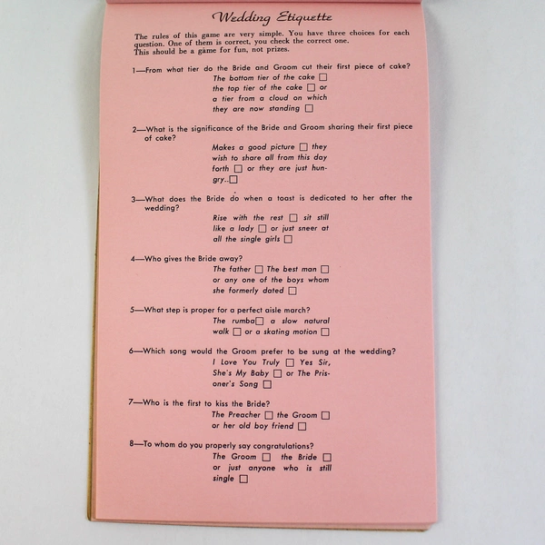 Vintage 1954 Art Emboss Bridal Shower Party Games Booklet Pre-Owned