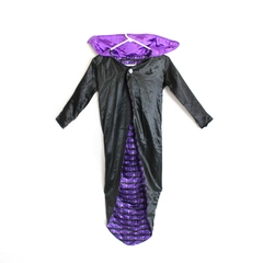 Kid's Vampire Costume Cape Sleeved Black and Purple Ages 5-7