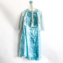 Disney Frozen Girls Princess Elsa Costume Dress and Hair Braid Size Medium 7-8
