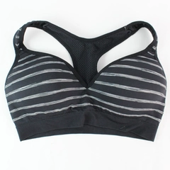 Jockey Black and Gray Striped Wireless Bra Women's Size Large