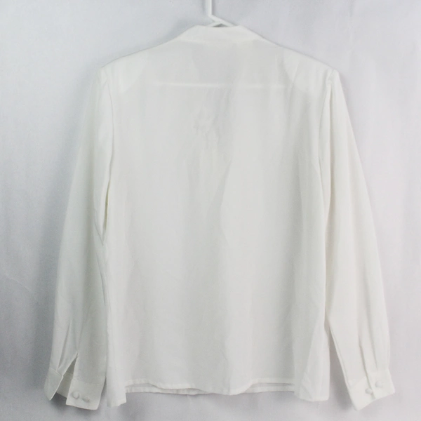 Vintage Christie & Jill White Long-Sleeved Shoulder Pad Blouse Women's Size 10