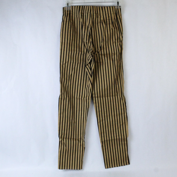 Miss Love Gold and Black Striped High Rise Pants Women's Size M Elastic Waist