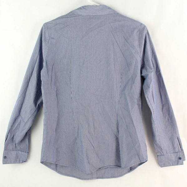 Worthington Blue Pinstripe Long-Sleeve Button-Up Stretch Blouse Women's Size 8