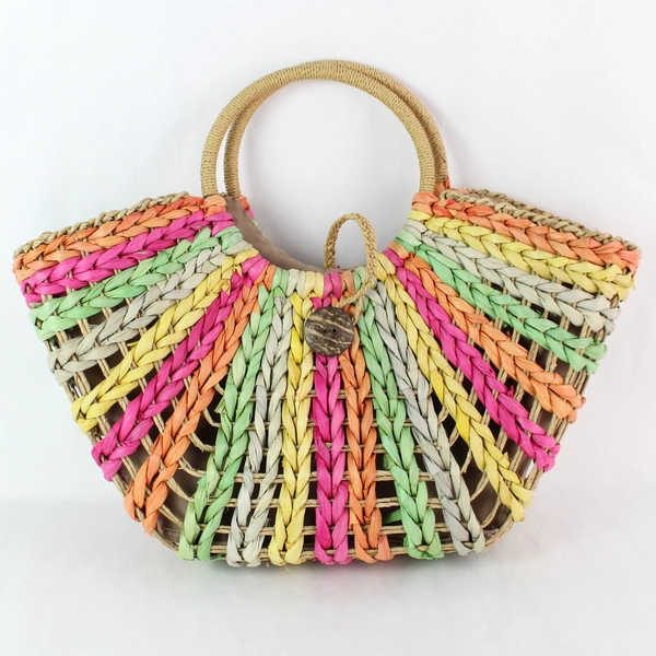 Straw Studios Multicolored Woven Women's Beach Tote Handbag Purse