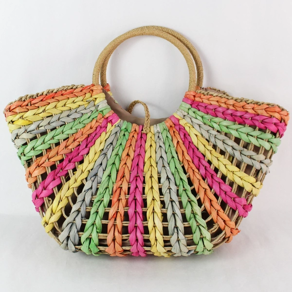 Straw Studios Multicolored Woven Women's Beach Tote Handbag Purse