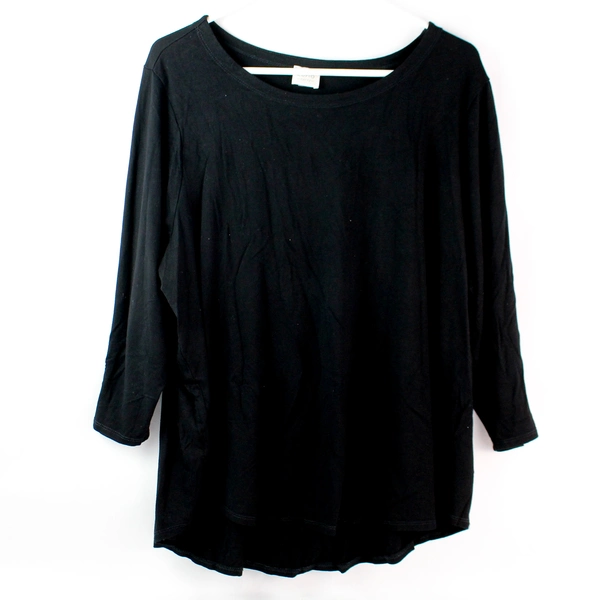 Cupio Curvy Black 3/4-Sleeve Crew Neck Shirt Women's Size 2X