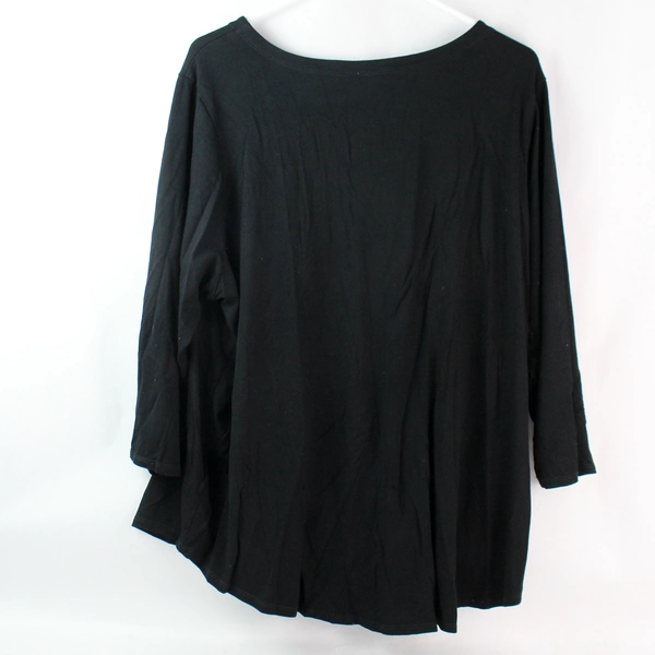 Cupio Curvy Black 3/4-Sleeve Crew Neck Shirt Women's Size 2X