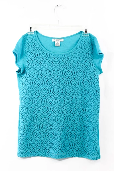 Liz Claiborne Petite Blue Polyester Blend T-Shirt Women's Size Petite Small