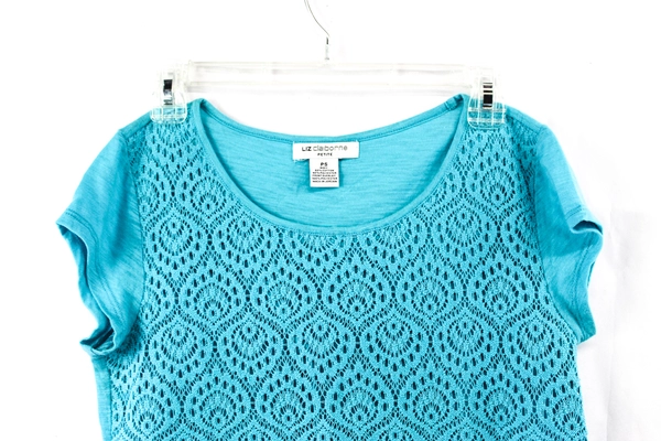Liz Claiborne Petite Blue Polyester Blend T-Shirt Women's Size Petite Small