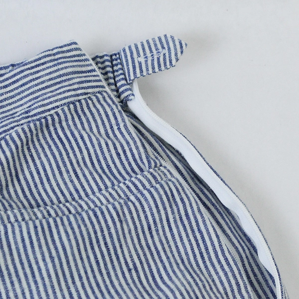 J Jill Love Linen Cropped Pants Women's Size L Navy Blue White Pin Stripes