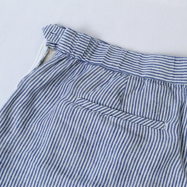 J Jill Love Linen Cropped Pants Women's Size L Navy Blue White Pin Stripes