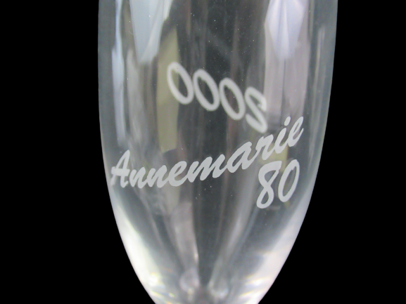 Lot of 2 Clear Crystal Champagne Flutes Etched 2000 Annemarie 80 Glass Wine