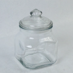 Unbranded Clear Glass Storage Jar 7 Inches Tall With Lid Kitchen Organization