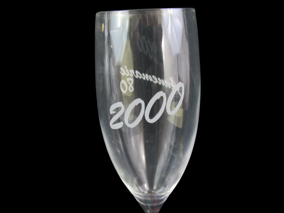 Lot of 2 Clear Crystal Champagne Flutes Etched 2000 Annemarie 80 Glass Wine