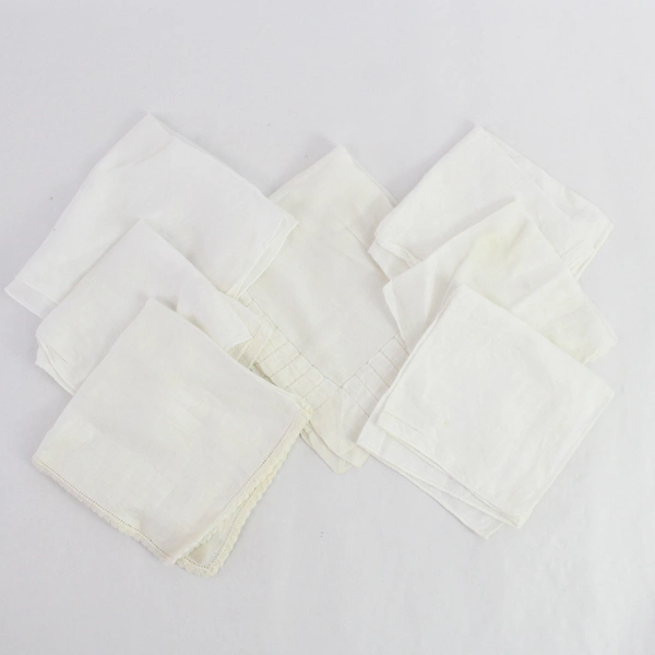 Lot of 12 Vintage Embroidered and Lace Handkerchiefs Stained DIY Fabric Cutters
