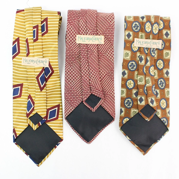Lot of 3 Vintage Mallory & Church Neckties Business Formal Casual