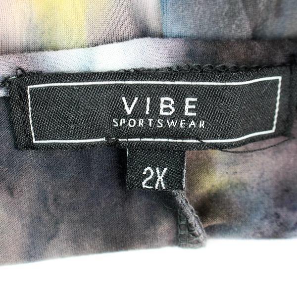 Vibe Sportswear Purple and Yellow Tie Die Pattern T-Shirt Dress Women's 2X