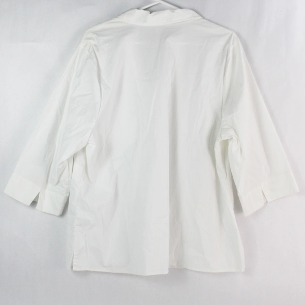C.J. Banks by Christopher & Banks White 3/4-Sleeve V-Neck Shirt Women's 1X