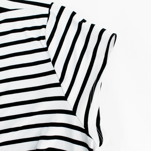 Vibe Sportswear Black and White Striped Knee Length T-Shirt Dress Women's 2X