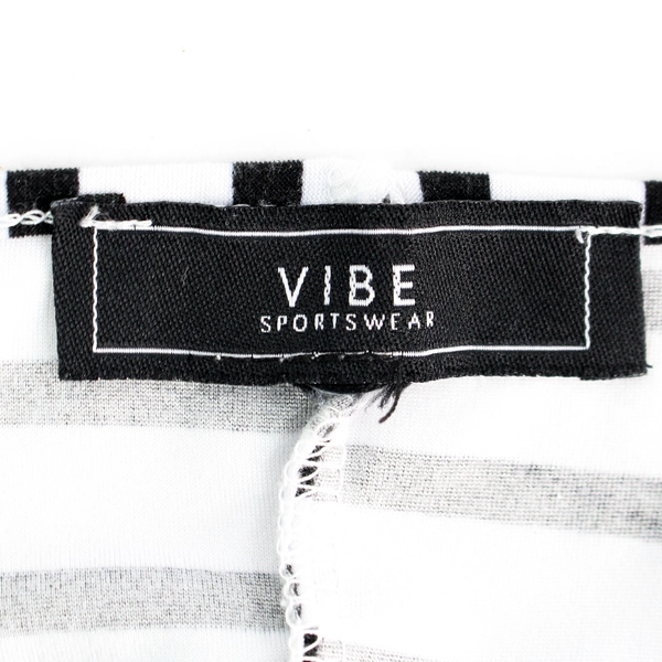 Vibe Sportswear Black and White Striped Knee Length T-Shirt Dress Women's 2X