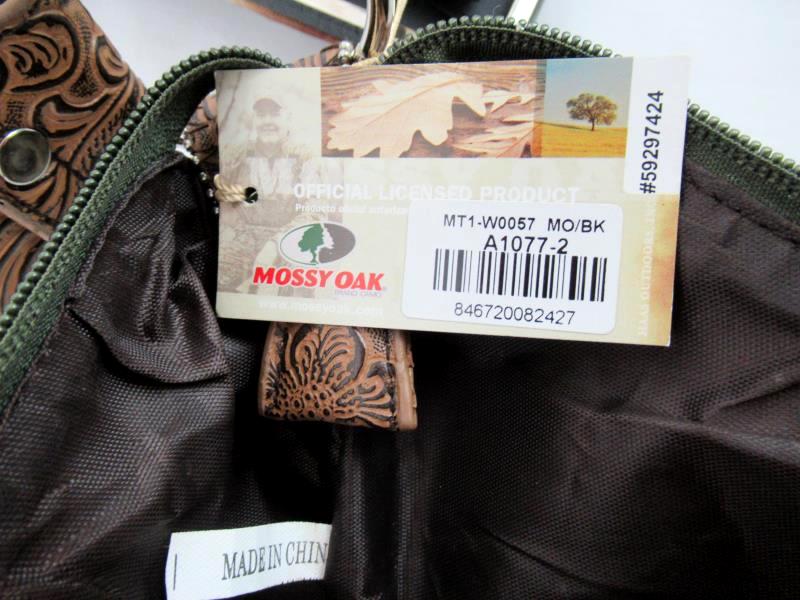 Mossy Oak Brand Purse Wallet Set Camo Canvas Faux Leather Rhinestones Studs
