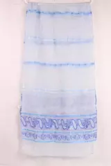 Sheer Blue Purple White Paisley Scarf Wrap Shawl Pre-Owned