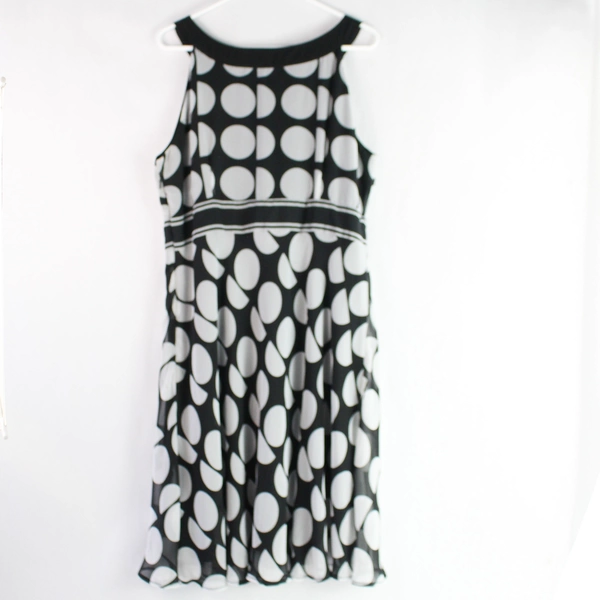 Voir Voir Black and Gray Polka Dot Long A-Line Dress Women's Size 14