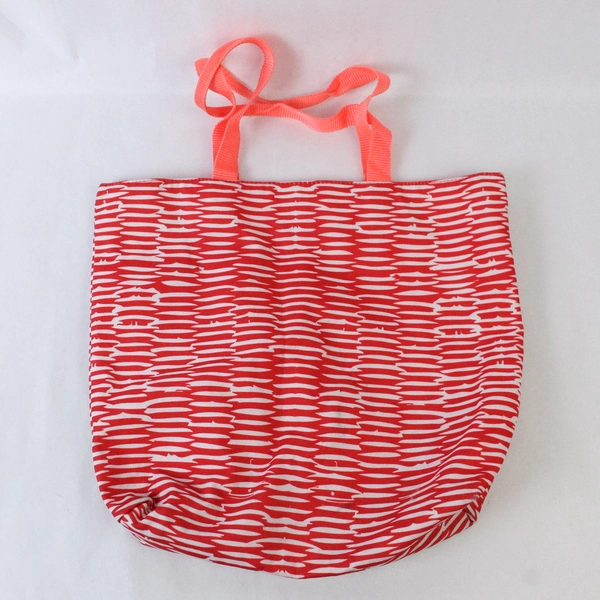 Lancôme Tote Coral With Blue Rose Beach Bag Double Handles