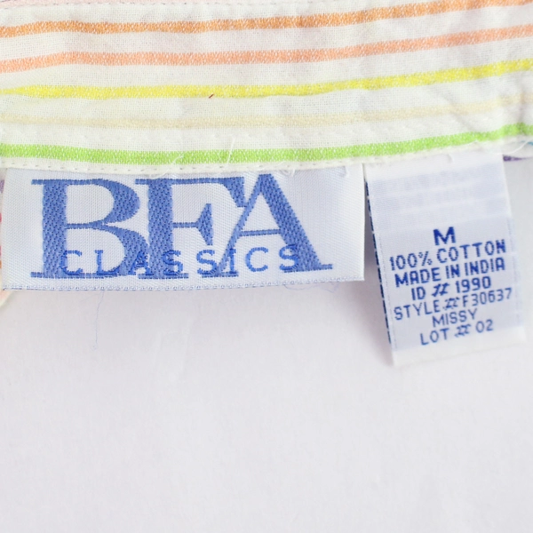 BFA Classics Rainbow Striped Button-Down Cotton Shirt Women's Medium